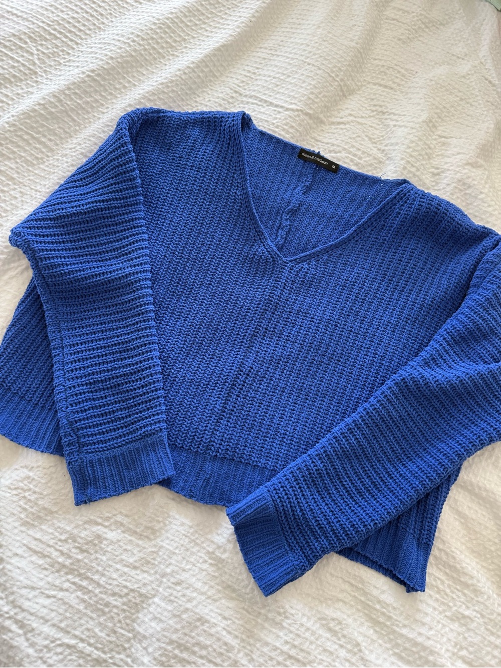Cobalt V-Neck Knit Sweater